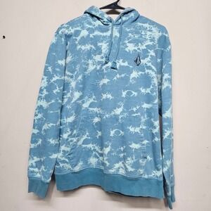 Volcom Acid Wash Hoodie Men's M Blue Pullover Skate Surf Casual Sweatshirt